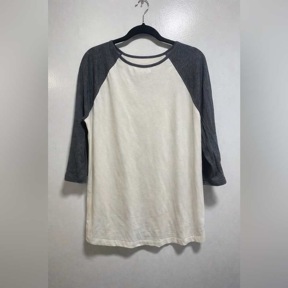 Madewell Two-Tone Raglan Long Sleeve Top - Cream & Dark Gray